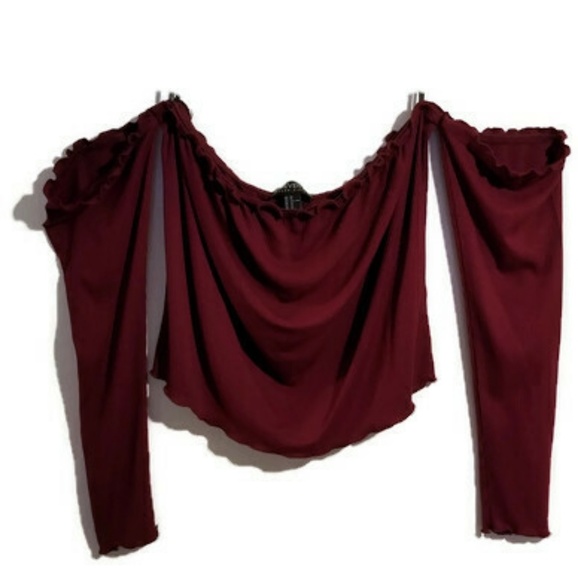 Forever 21 Tops - Off Shoulder Ribbed Crop Top With Sleeves